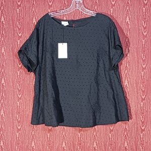 DREAMS Black Short Sleeve Blouse Women's NWT